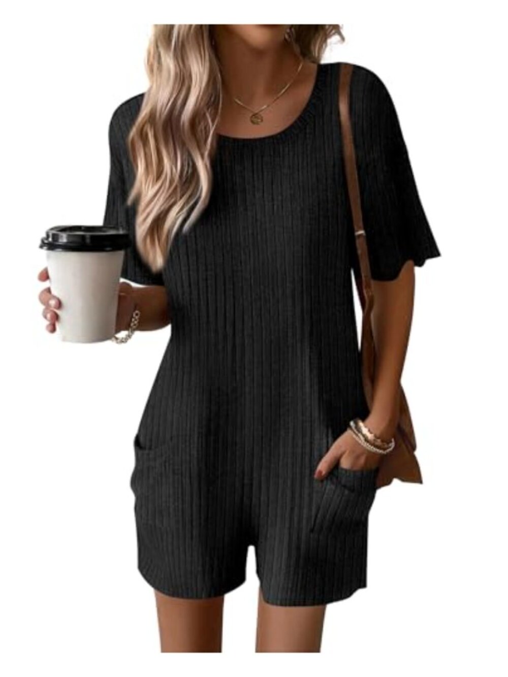 Reversible Ribbed Short Sleeve Romper for Women | Buttery Soft Summer Lounge